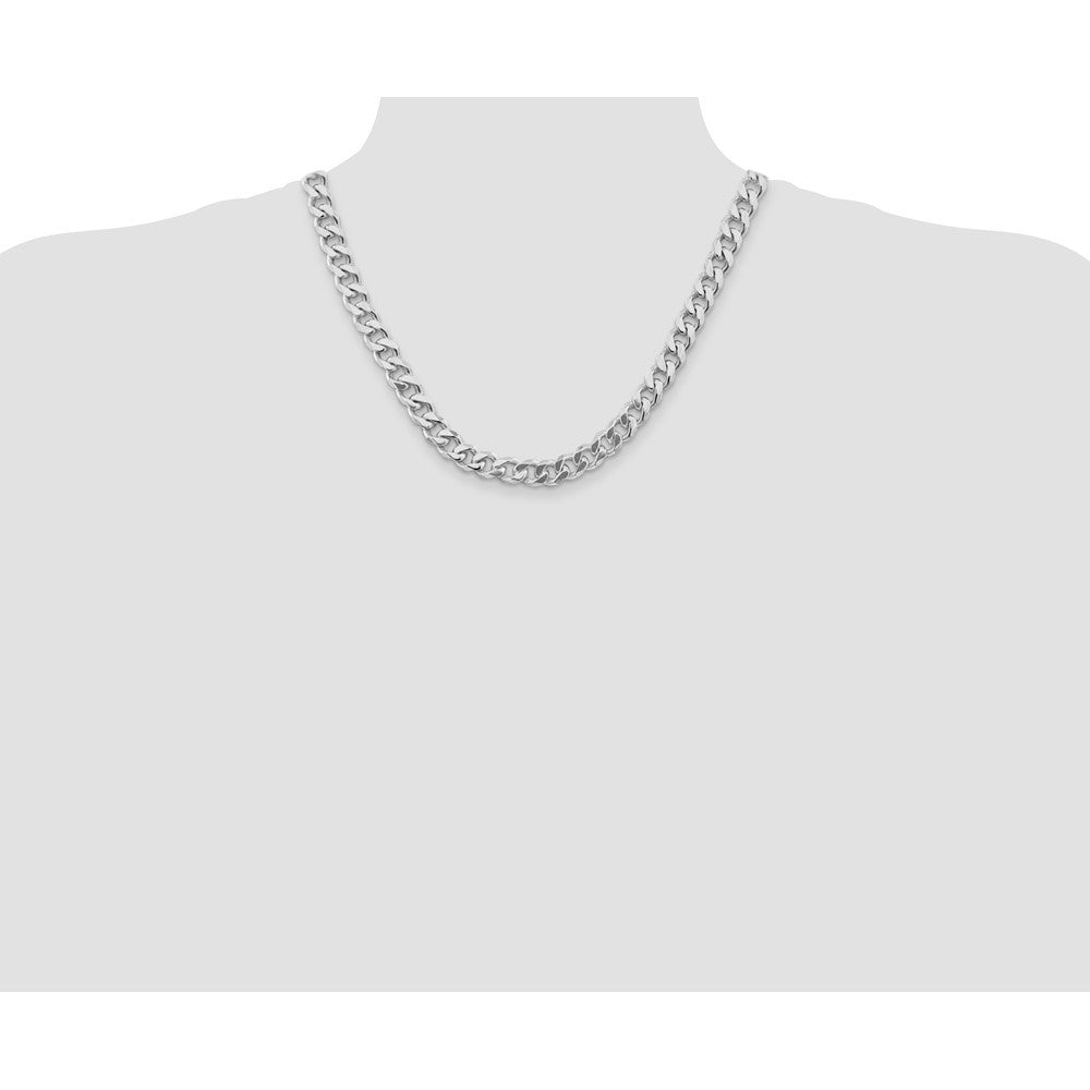 Sterling Silver Rhodium-plated 9.3mm Curb Chain Necklace 20"