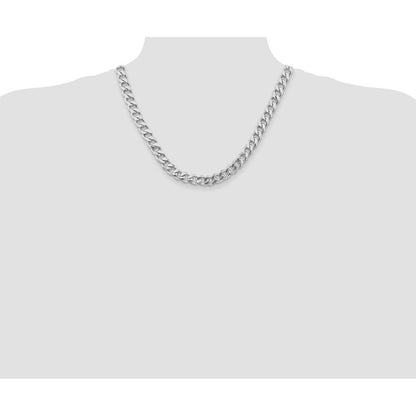 Sterling Silver Rhodium-plated 9.3mm Curb Chain Necklace 20"