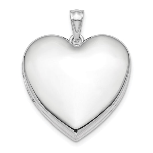 Sterling Silver Rhodium-plated 24mm Plain Ash Holder Heart Locket Pendant