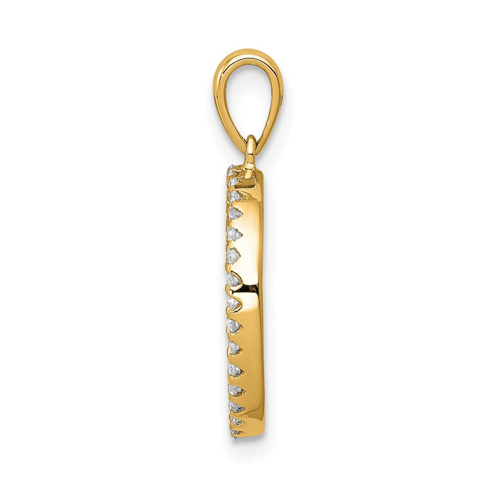 14k Yellow Gold Diamond Letter O Initial Pendant