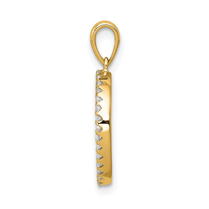 14k Yellow Gold Diamond Letter O Initial Pendant