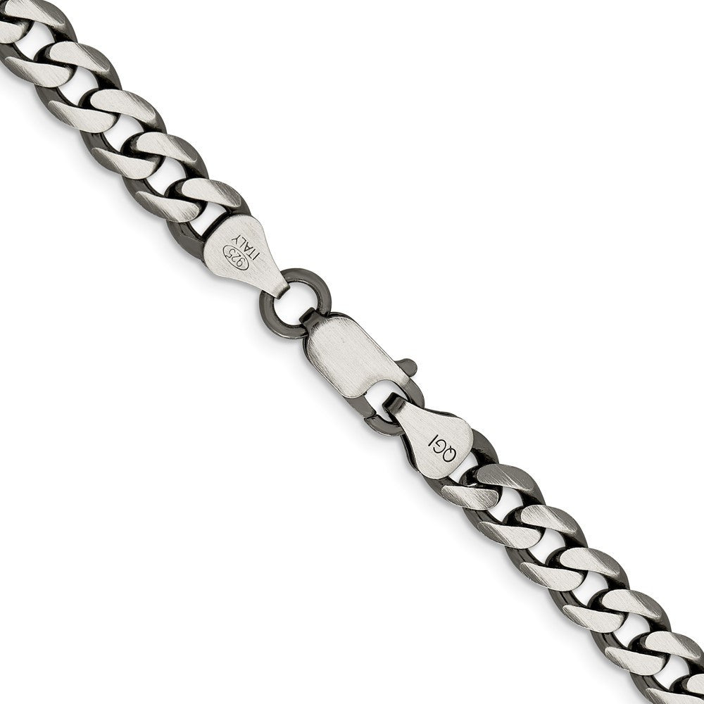 Sterling Silver Antiqued 6.5mm Curb Chain Necklace 20"