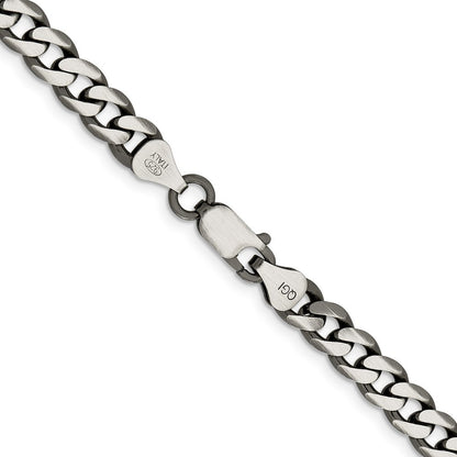 Sterling Silver Antiqued 6.5mm Curb Chain Necklace 20"