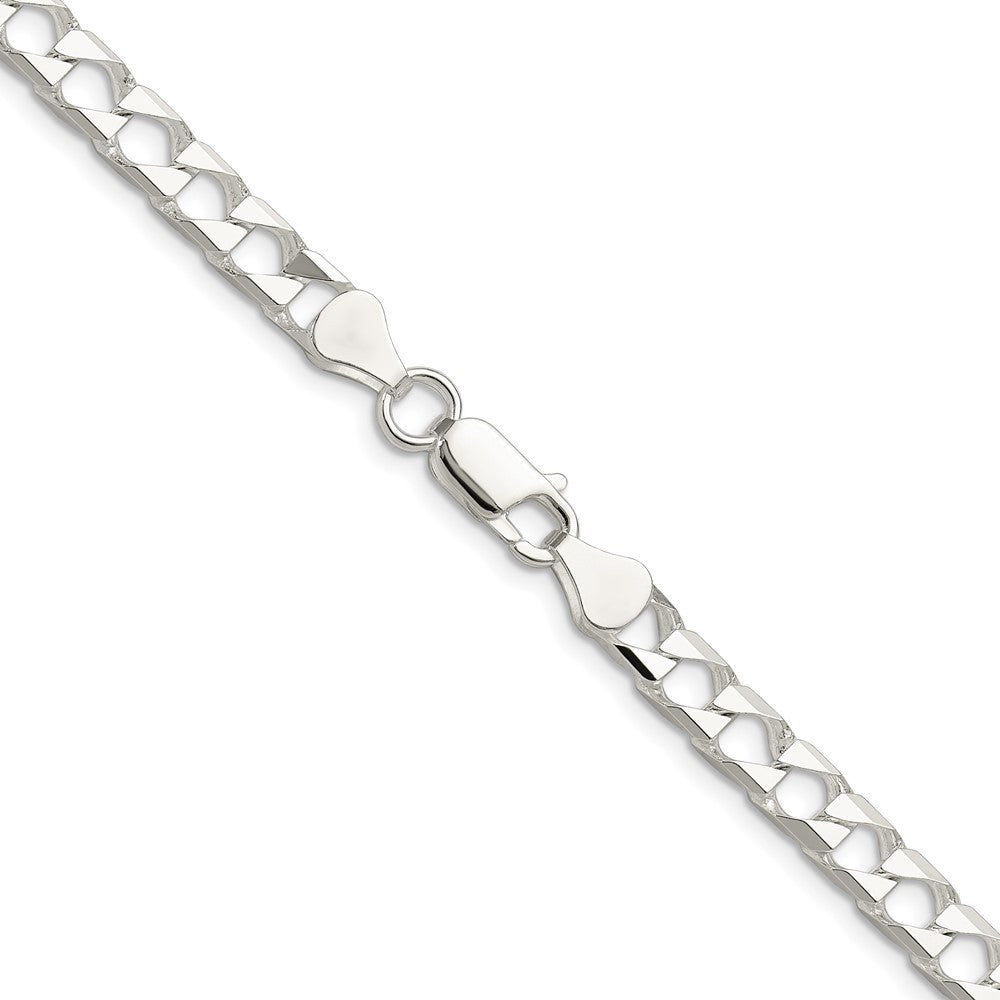 Sterling Silver 5.75mm Diamond-Cut Square Curb Chain Necklace 24"