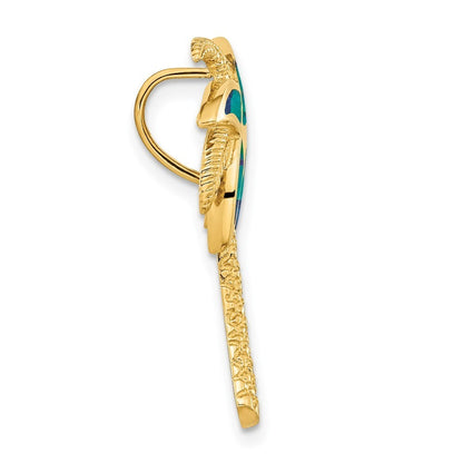 14k Yellow Gold Lab Created Opal Palm Tree Slide
