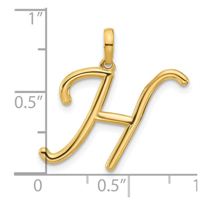 14k Yellow Gold Fancy Letter H Initial Pendant