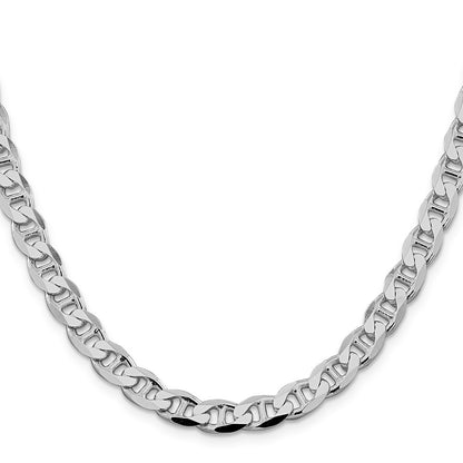 Sterling Silver 7.4mm Diamond-Cut Flat Anchor Curb Chain Necklace 24"