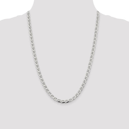 Sterling Silver 5.7mm Diamond-Cut Flat Anchor Curb Chain Necklace 24"