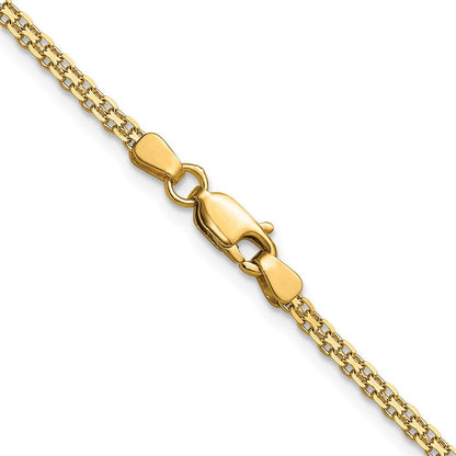 14k Yellow Gold 2.2mm Lightweight Flat Bismark Chain Necklace 16"