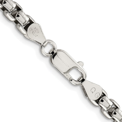 Sterling Silver Rhodium-plated 5.2mm Round Box Chain Necklace 20"