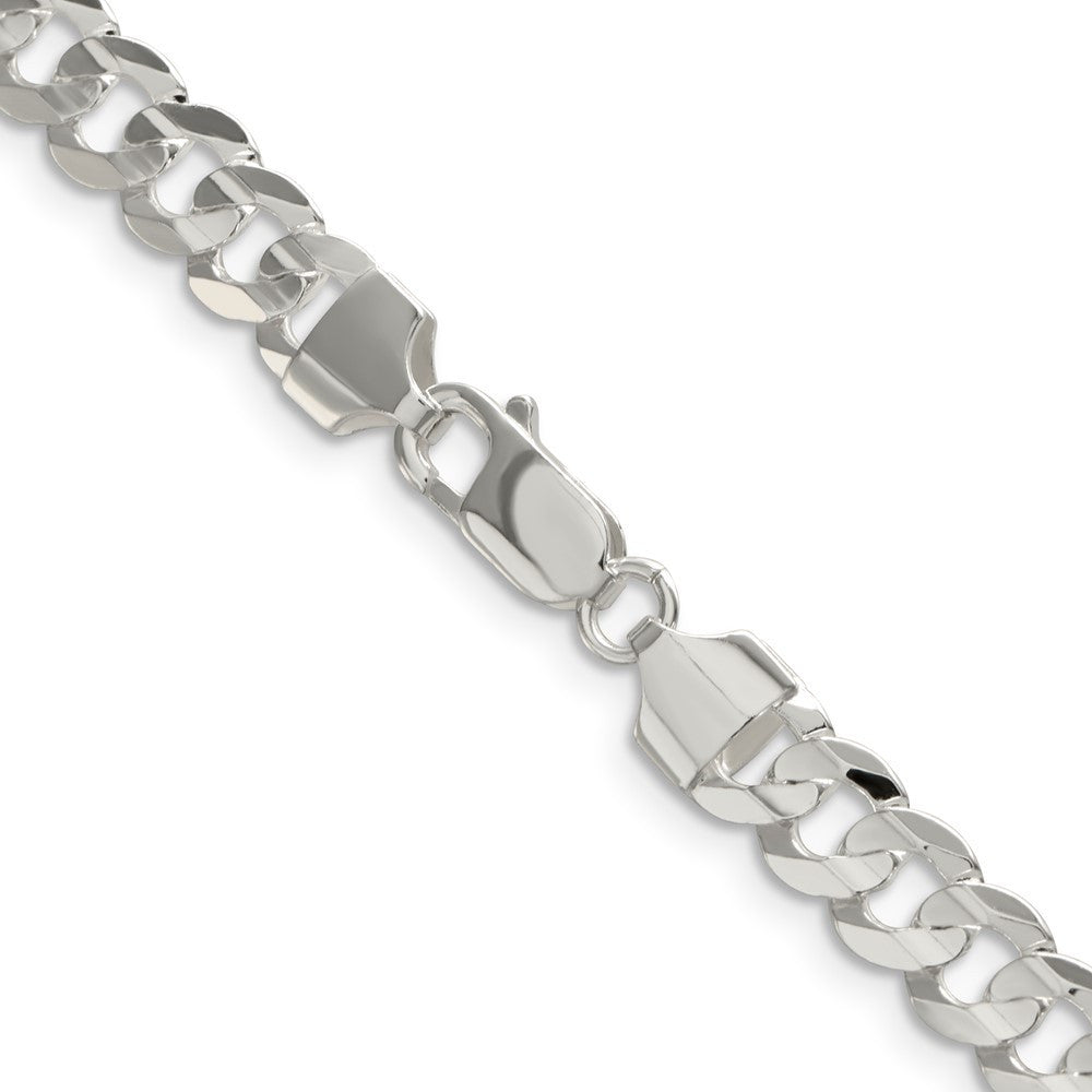 Sterling Silver 6.75mm Concave Beveled Curb Chain Necklace 24"