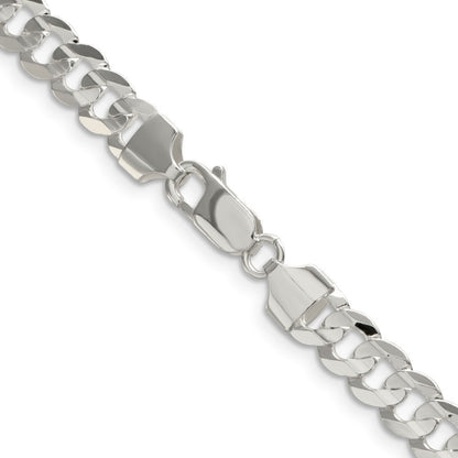 Sterling Silver 6.75mm Concave Beveled Curb Chain Necklace 24"