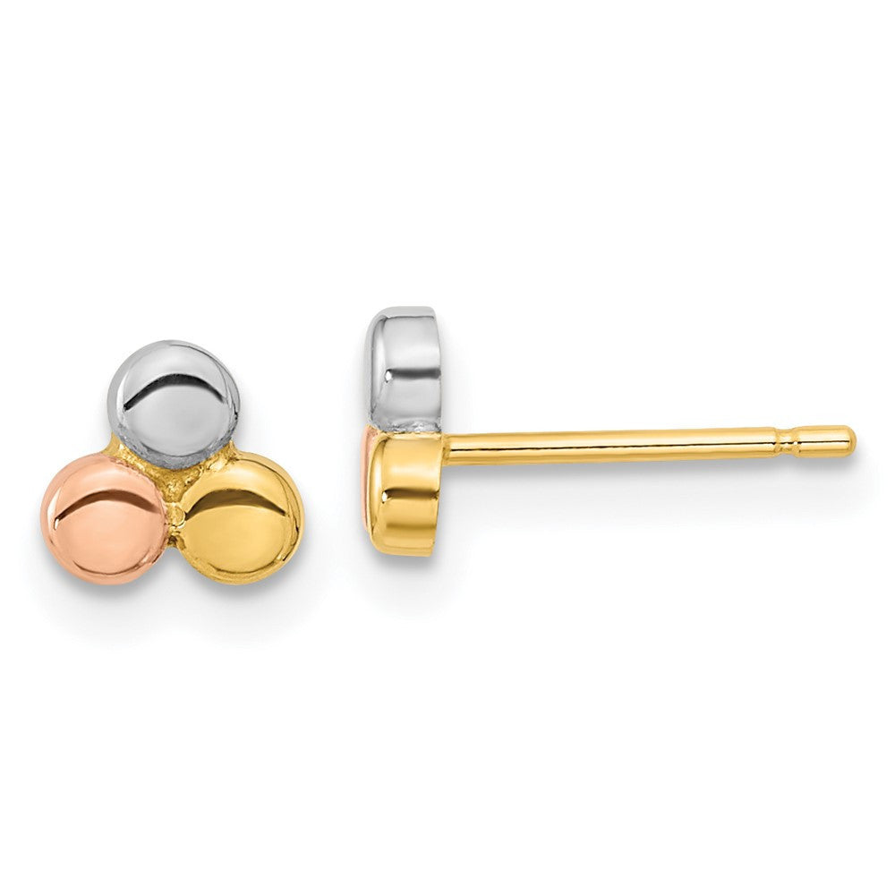 14K Tri-color Circle Stud Earrings