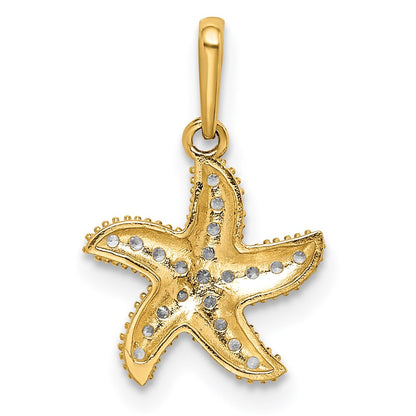 14k Yellow Gold CZ Starfish Pendant