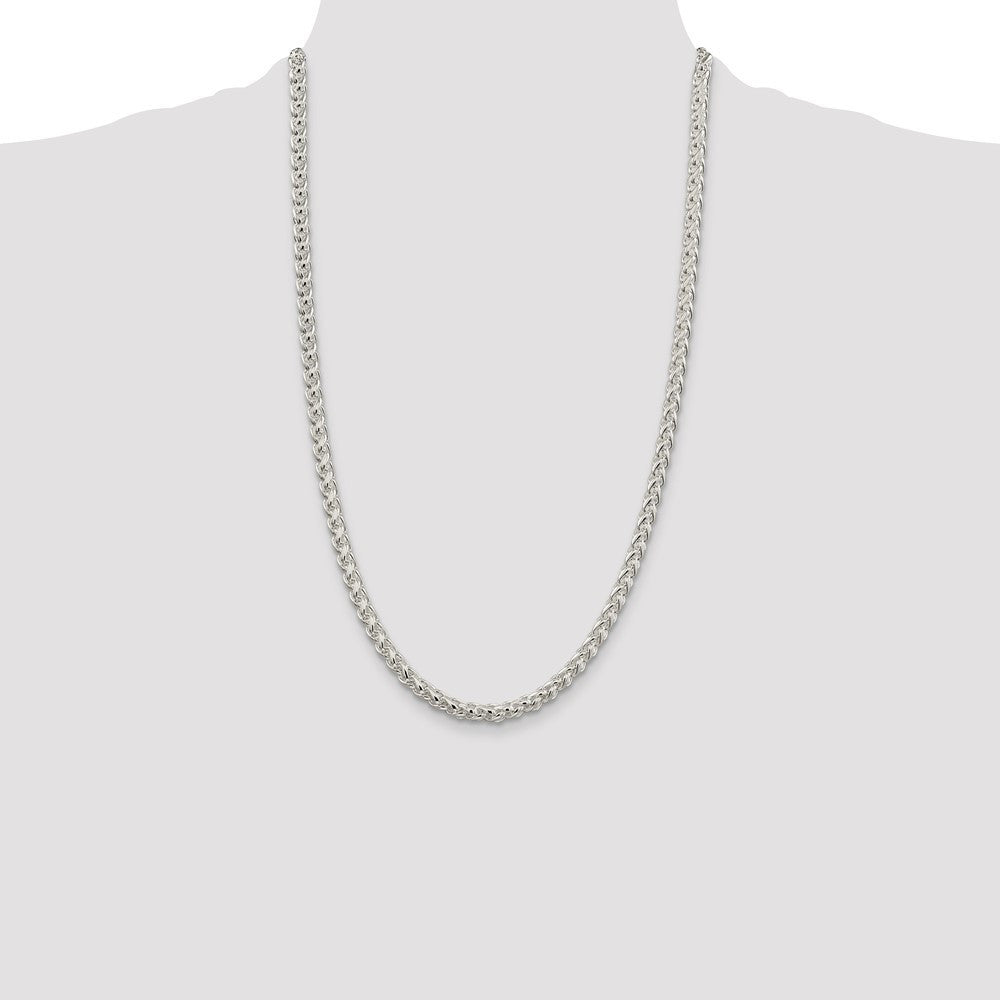 Sterling Silver 5mm Round Spiga Chain Necklace 26"