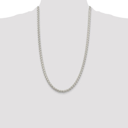Sterling Silver 5mm Round Spiga Chain Necklace 26"