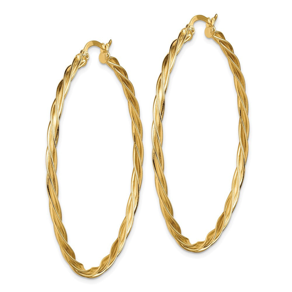 14k Yellow Gold Polished 2.5mm Twisted Hoop Earrings