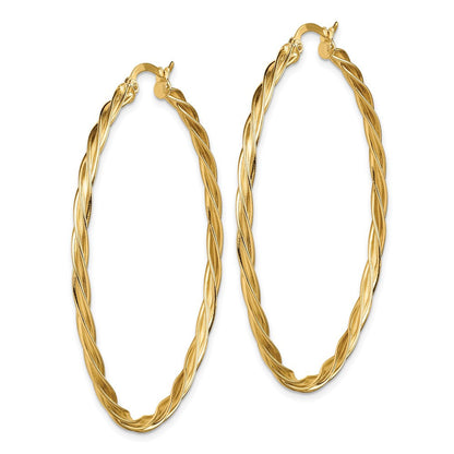 14k Yellow Gold Polished 2.5mm Twisted Hoop Earrings