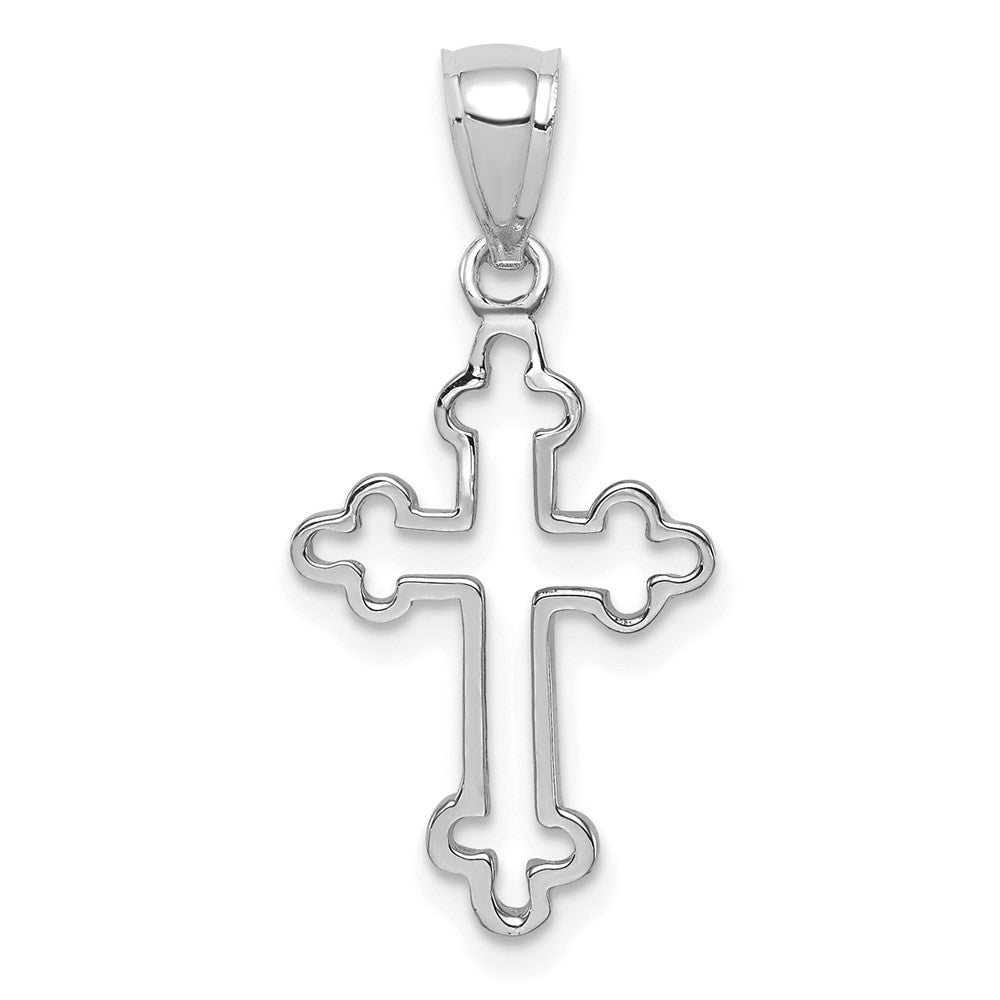 14k White Gold White Polished Cross Pendant