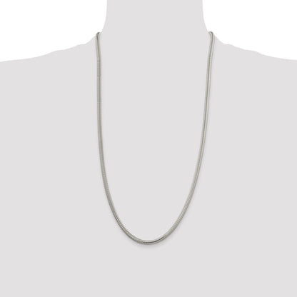 Sterling Silver 4mm Round Snake Chain Necklace 28"