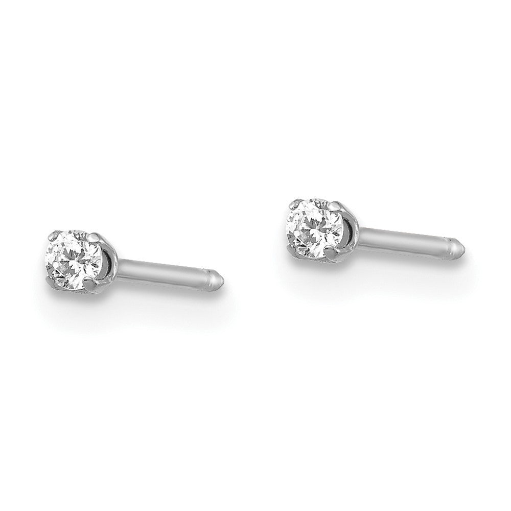 18k White Gold 2mm Cubic Zirconia Stud Earrings