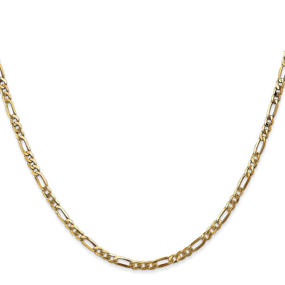14k Yellow Gold 2.75mm Flat Figaro with Lobster Clasp Chain Necklace 20"