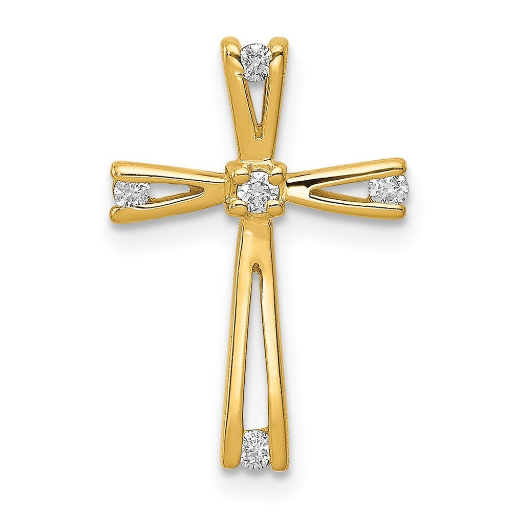 14k Yellow Gold AA Diamond Cross Pendant