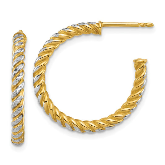 14k Yellow Gold Polished Diamond-cut Twisted 2.75mm Tube C-Hoop Earrings