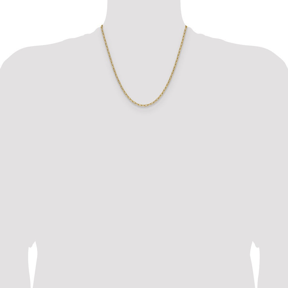 14k Yellow Gold 3.0mm Semi-Solid Beveled Paperclip Chain Necklace 20"