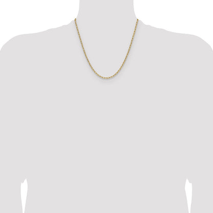 14k Yellow Gold 3.0mm Semi-Solid Beveled Paperclip Chain Necklace 20"