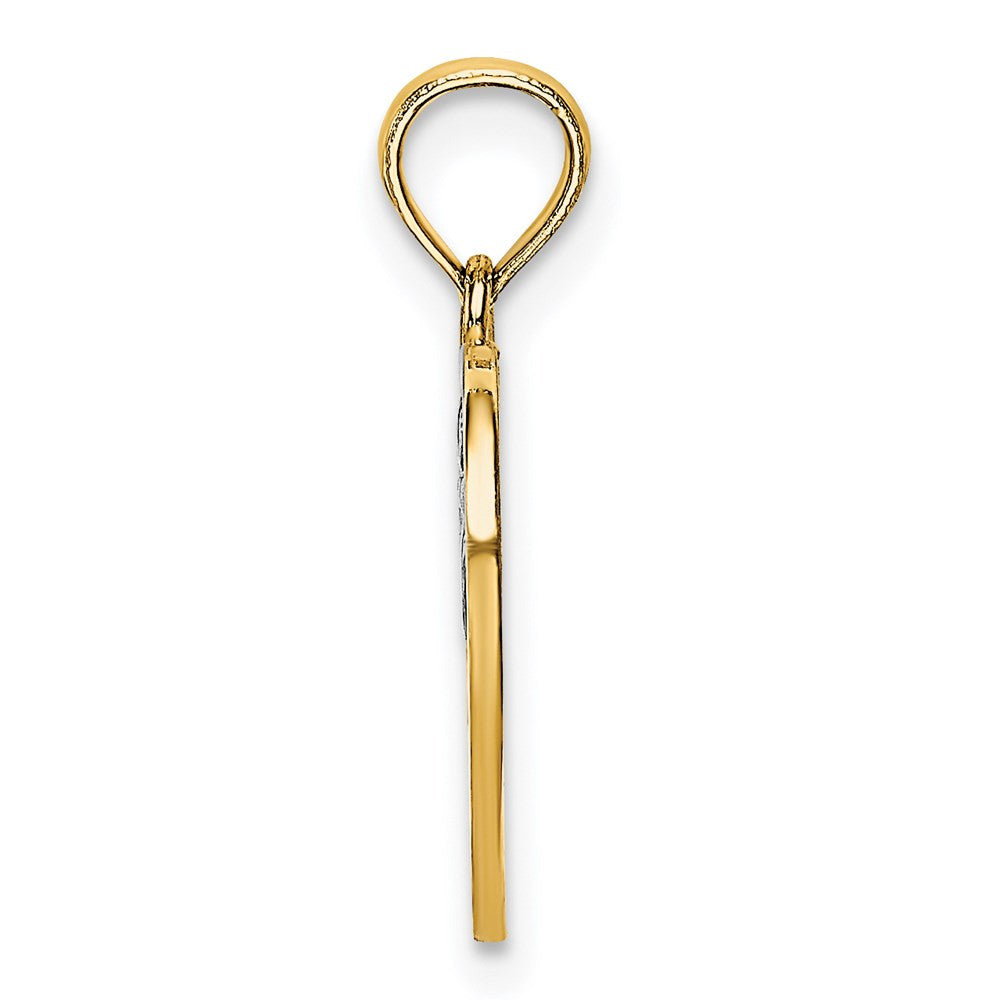 14k Yellow Gold Rhodium MOM and Angel Heart Charm Pendant