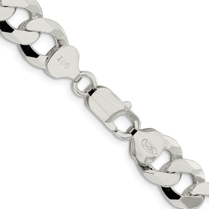 Sterling Silver 10.6mm Beveled Curb Chain Necklace 22"