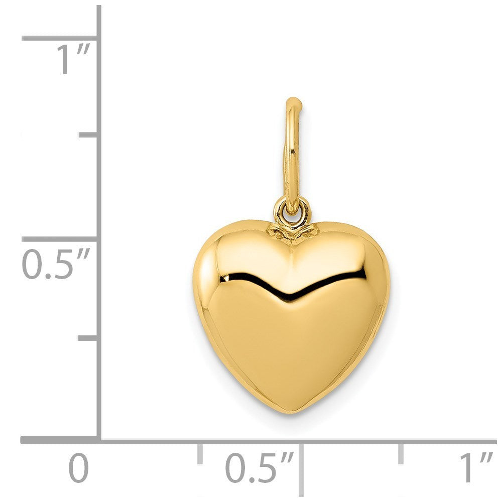 14k Yellow Gold Polished 3-D Puffed Heart Pendant