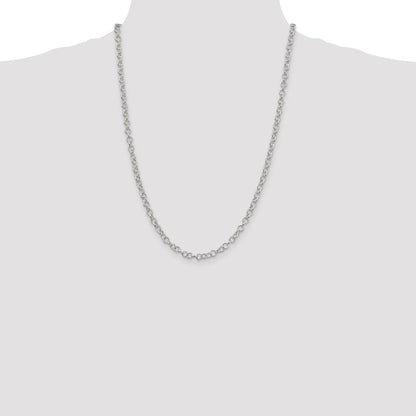 Sterling Silver 4.55mm Fancy Patterned Rolo Chain Necklace 24"