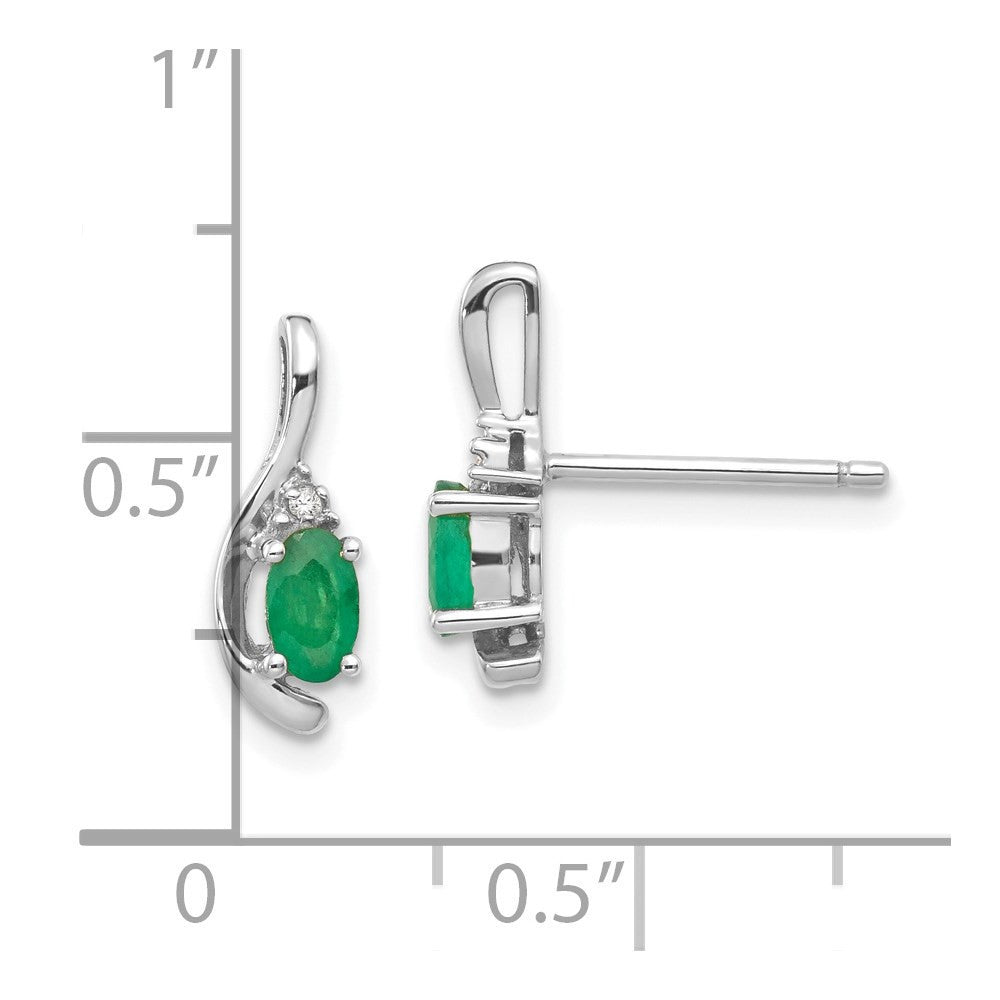 14k White Gold Emerald and Diamond Drop & Dangle Earrings