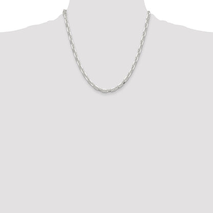 Sterling Silver Polished and Diamond-Cut 5.5mm Mariner Link Chain Necklace 20"