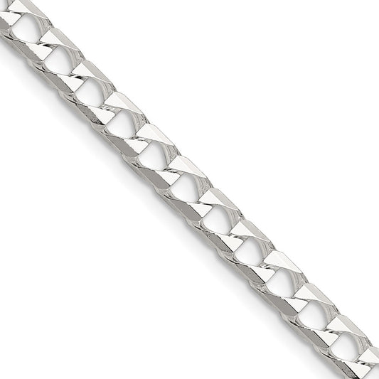Sterling Silver 5mm Diamond-Cut Square Curb Chain Necklace 24"