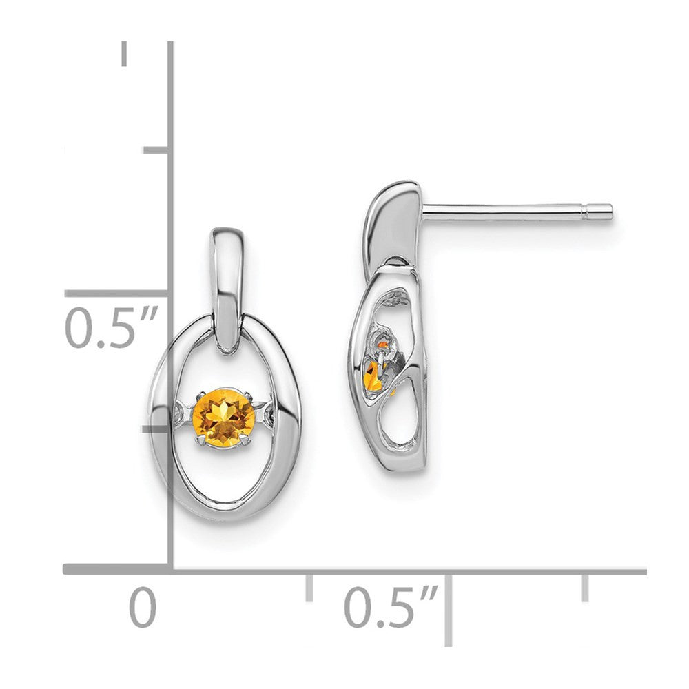 Sterling Silver Rhodium Citrine Birthstone Vibrant Dangle Earrings