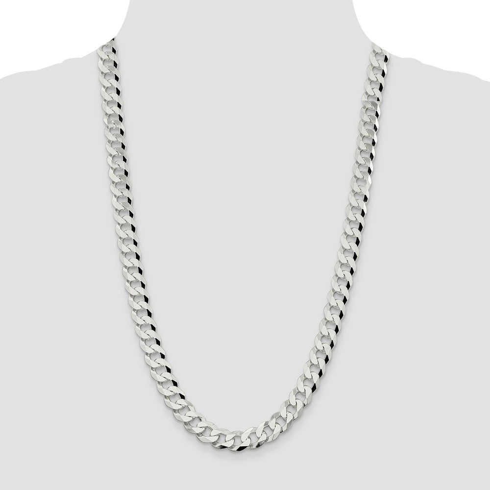 Sterling Silver 10.6mm Beveled Curb Chain Necklace 26"