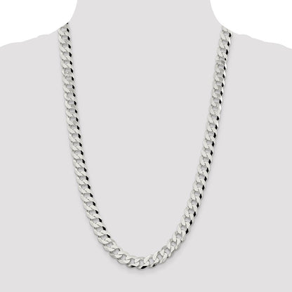 Sterling Silver 10.6mm Beveled Curb Chain Necklace 26"