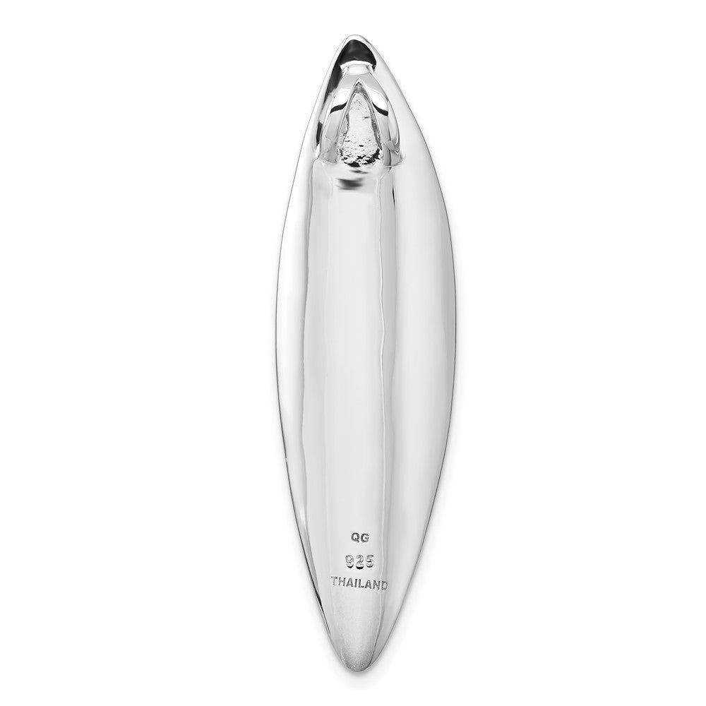 Sterling Silver SS Rhodium-plated Polished and Brushed Fancy Chain Slide Pendant