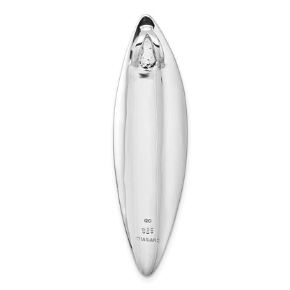 Sterling Silver SS Rhodium-plated Polished and Brushed Fancy Chain Slide Pendant