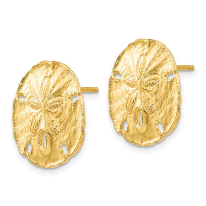 14k Yellow Gold Large Sanddollar Stud Earrings