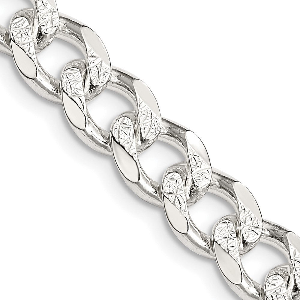 Sterling Silver 8.3mm Pav� Curb Chain Necklace 20"
