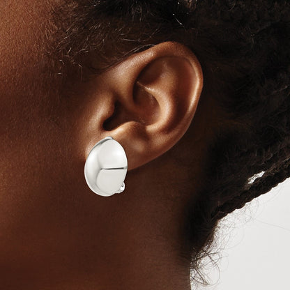 Sterling Silver Polished Non-Pierced 23mm Circle Button Button Stud Earrings