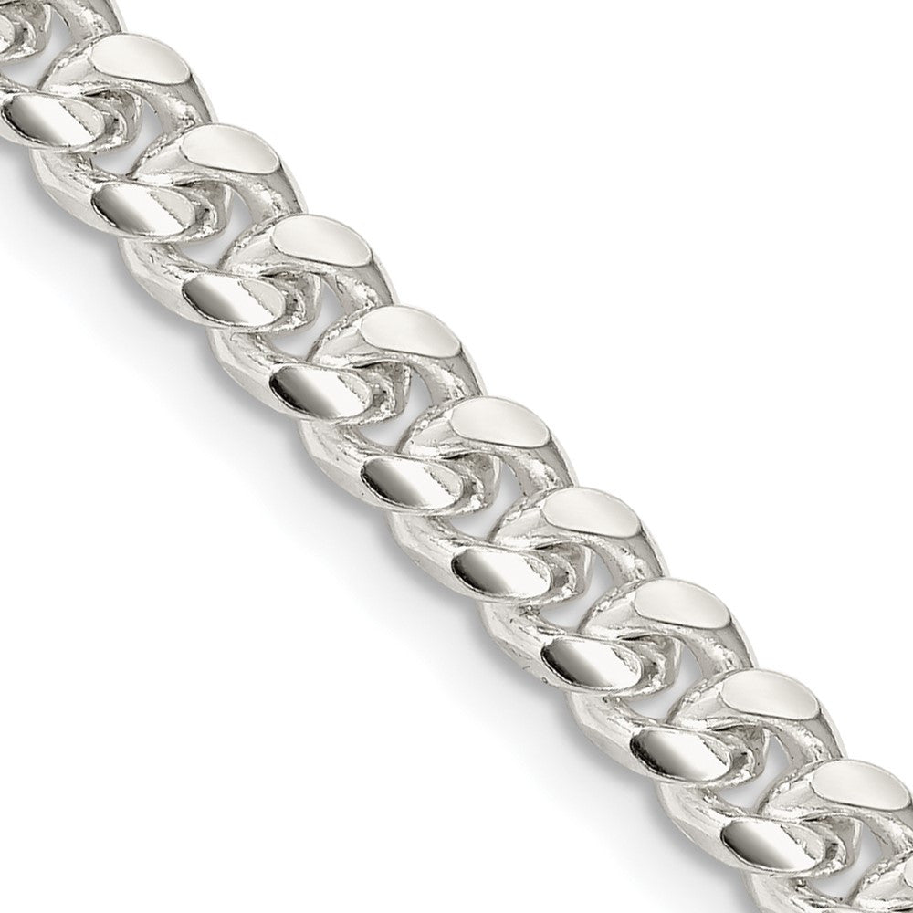 Sterling Silver 5mm Domed w/ Side Diamond-Cut Curb Chain Necklace 16"