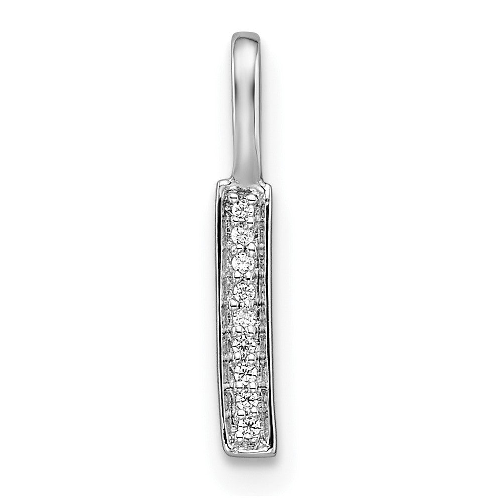 14k White Gold Diamond Letter I Initial Pendant