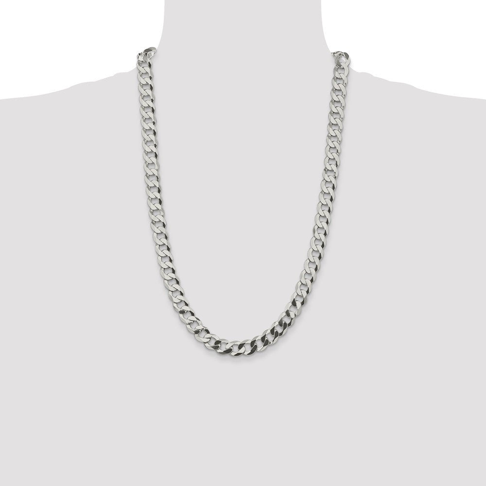 Sterling Silver 9.75mm Flat Curb Chain Necklace 26"