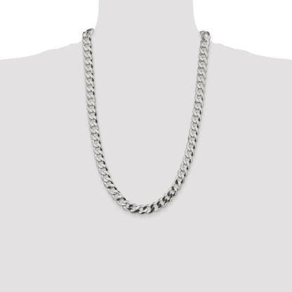 Sterling Silver 9.75mm Flat Curb Chain Necklace 26"