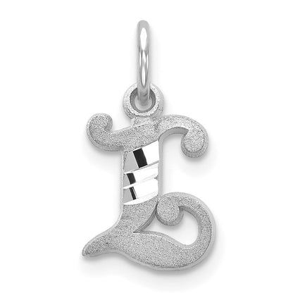 14k White Gold Diamond-cut Letter L Initial Charm Pendant